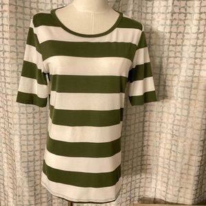 Lularoe womens green white stripes T-shirt Size Medium